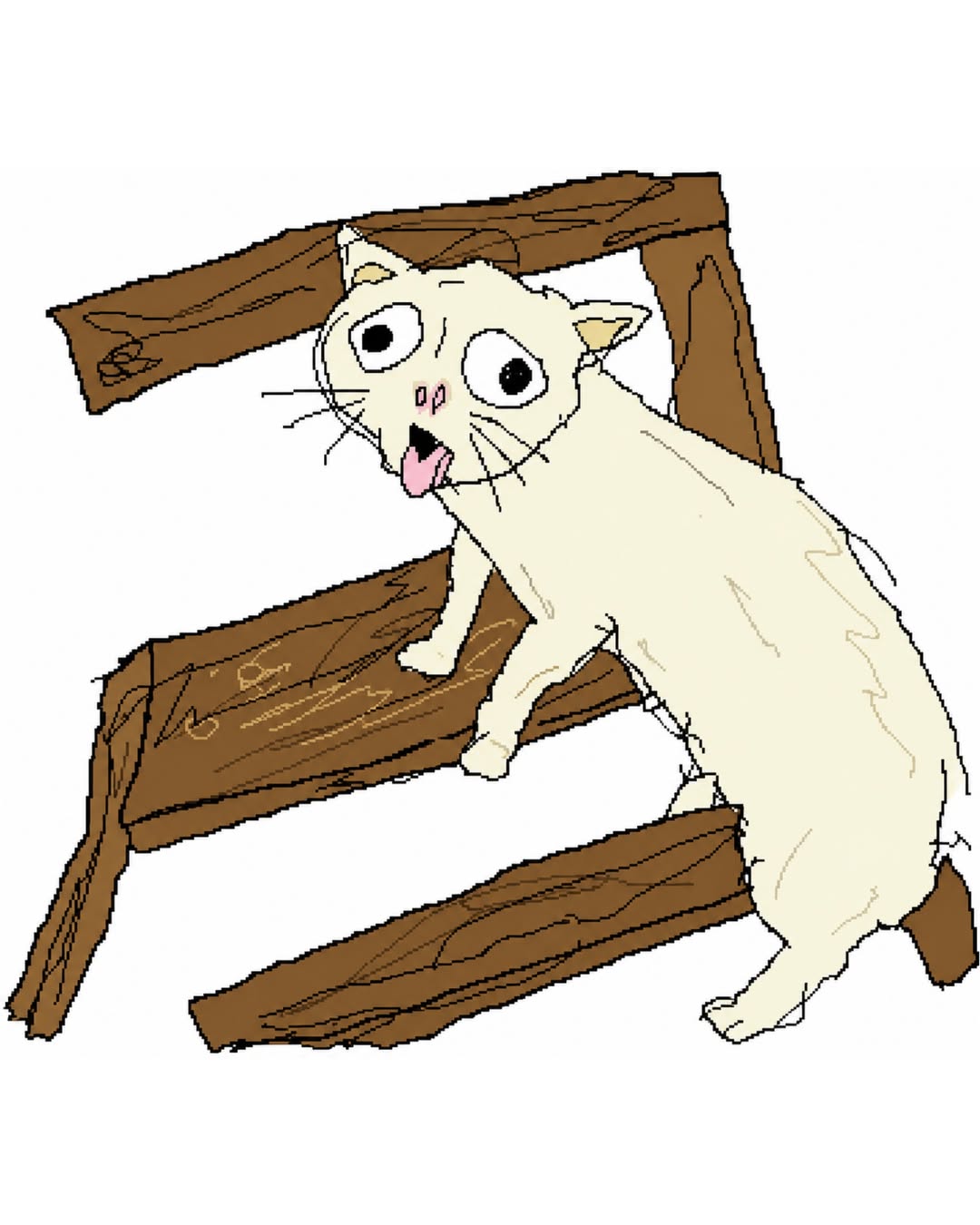 Redraw the attached image in the most clumsy, scribbly, and utterly pathetic way possible.